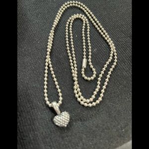 Sterling silver Caviar L’agos Heart Necklace